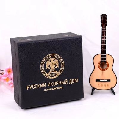 Envase de caviar vacío de cuero de PU Caja de regalo con papel de oro a prueba de agua
