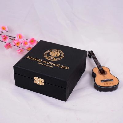 Envase de caviar vacío de cuero de PU Caja de regalo con papel de oro a prueba de agua