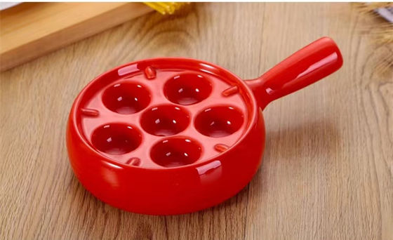 6 ranuras redondo plato cerámico de caracol con mango de color personalizado
