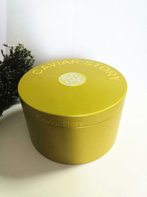 Caja de estaño de caviar vacío para 30g / 50g Caviar con cuchara de esmalte Logotipo de tapa en relieve