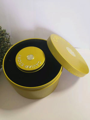 Caja de estaño de caviar vacío para 30g / 50g Caviar con cuchara de esmalte Logotipo de tapa en relieve