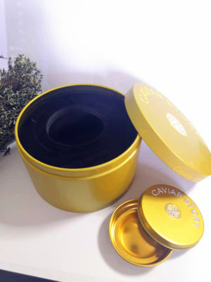 Caja de estaño de caviar vacío para 30g / 50g Caviar con cuchara de esmalte Logotipo de tapa en relieve