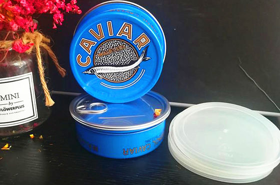 Caviar Ring tira lata de caviar fácil de abrir lata de caviar en aluminio con tapa de plástico 3.5oz y 7oz