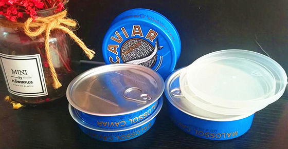 Caviar Ring tira lata de caviar fácil de abrir lata de caviar en aluminio con tapa de plástico 3.5oz y 7oz