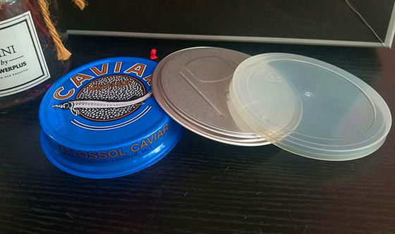 Caviar Ring tira lata de caviar fácil de abrir lata de caviar en aluminio con tapa de plástico 3.5oz y 7oz