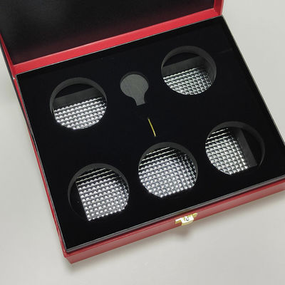 Caja de regalo de caviar de alta calidad en cuero de PU con logotipo de lámina dorada para latas de 30 g y 125 g a prueba de agua