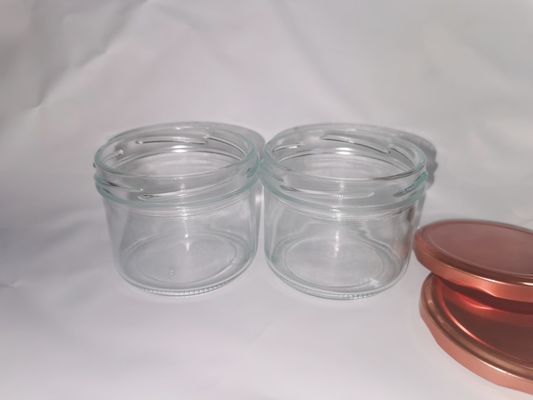 Estándar de tarro de cristal de caviar de alta calidad alimentaria transparente 8OZ 240ml con tapa de metal