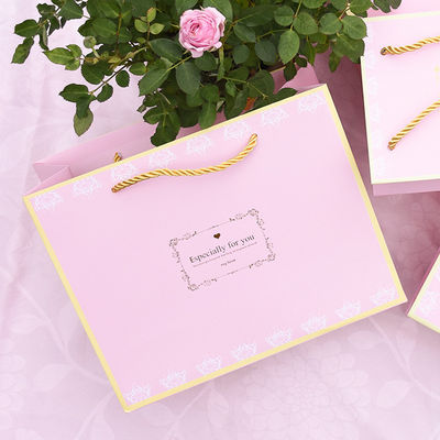 Elegantes bolsas de papel decorativo, papel de revestimiento UV bolsas de comestibles con asas