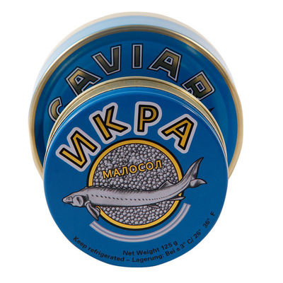 Embalaje redondo de caviar ligero, latas vacías de caviar 100g 125g 250g 500g