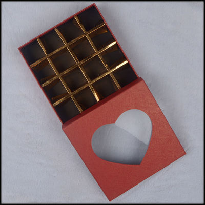 Cajas de cartón con base y tapa, caja de chocolate para el día de San Valentín con ventana de plástico.
