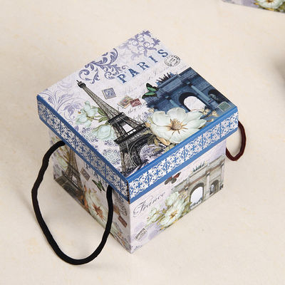Cajas de embalaje de cartón decorativo con mango de cuerda de algodón / correa de PP
