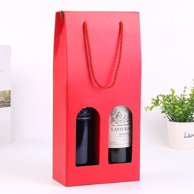 Cajas de vino de cartón reciclables, 2 botellas de vino caja de regalo bien sellada