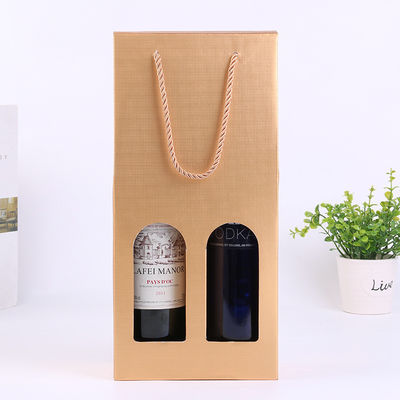 Cajas de vino de cartón reciclables, 2 botellas de vino caja de regalo bien sellada
