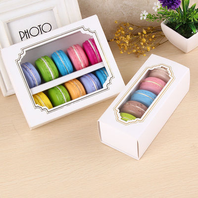 Caja de embalaje de macarrones personalizados con ventana transparente 15.7x12.8x5.8cm