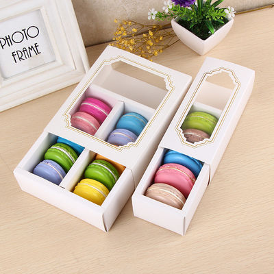 Caja de embalaje de macarrones personalizados con ventana transparente 15.7x12.8x5.8cm