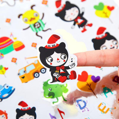 Etiqueta de pegatinas de dibujos animados para niños cortada a presión con estampado de plata láser