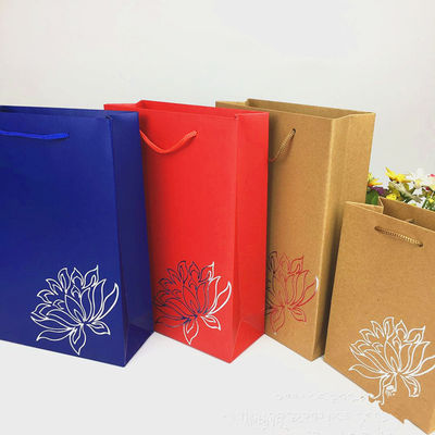 Bolsas de compras de papel Kraft ecológicas Logotipo impreso para tiendas / supermercados
