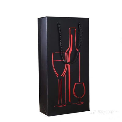 Bolsas de regalo de botellas de vino de papel recubiertas, bolsas de vino de barniz con recubrimiento único