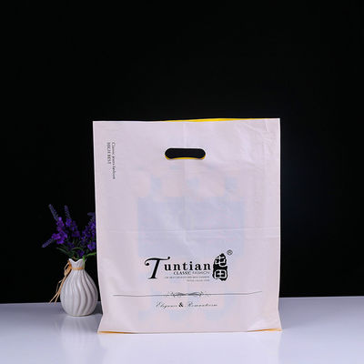 50 micrones Ldpe bolsas de mango de corte a presión con logotipo impreso para la promoción