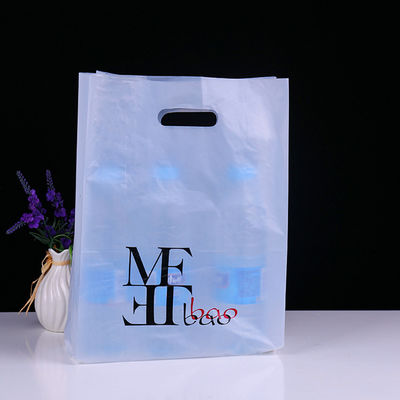 50 micrones Ldpe bolsas de mango de corte a presión con logotipo impreso para la promoción