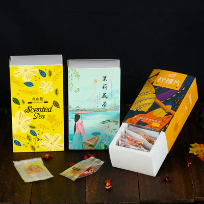 Caja de embalaje de alimentos impresa a medida, Caja de cajón de papel ligero para té