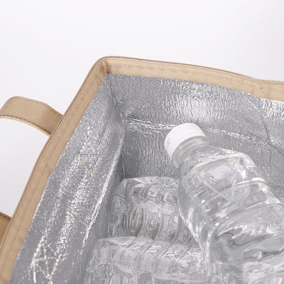 Impresión a medida Bolsa de frío aislada de lado suave dorada para picnic de puerta exterior