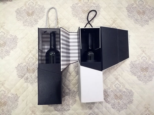 Caja de cartón plegable de lujo con cerradura magnética embalaje botella de vino hecha a mano