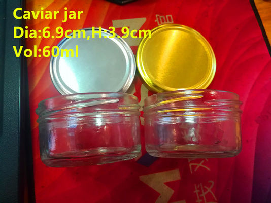 Envasado de vidrio de alta transparencia para caviar 1 oz 50-60 gramos aprobado por la FDA