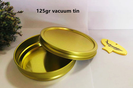 125 g de caja de estaño de caviar vacío y redonda con material de hojalata de 0,28 mm
